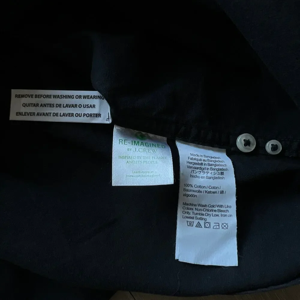 J Crew Garment Dyed Oxford Shirt Mens Slim Medium Black FLAW